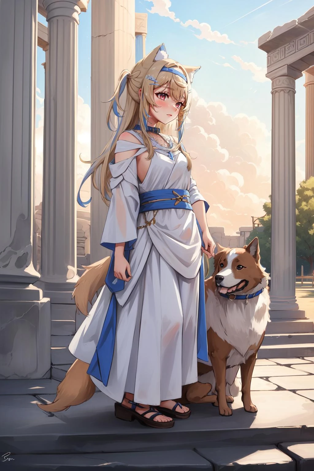(masterpiece, best quality), intricate details,
1girl, <lora:Fuwawa_Abyssgard-05:0.8> fuwawa_abyssgard, dog ears,
<lora:GreekClothes:0.8> greek clothes, peplos, greek temple, marble pillar, burning brazier,