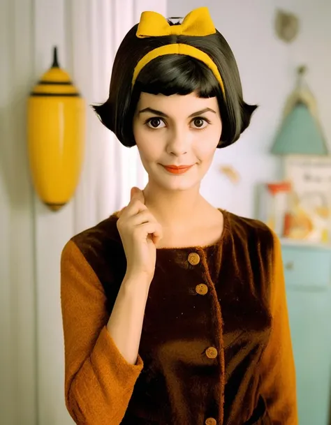 <lora:Aether_Amelie_v1_SDXL_LoRA:1> photo of amelie as a 60s woman with beehive hairstyle wearing twiggy clothes