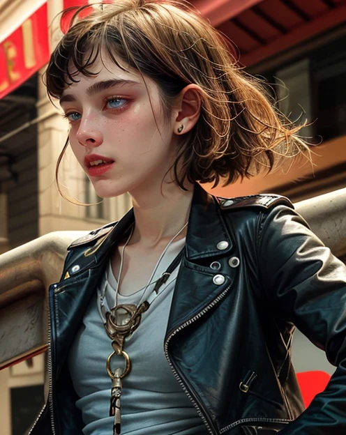 1girl <lora:DETAIL_SLIDER_BY_STABLE_YOGI:0.9> mid-s <lora:Aesthetic-Portrait-V2:1> AS- YoungV2-fcPortrait-prettyeyes <lora:Black_Women:-1> wearing-Band-tee distressed-jeans leather-jacket and-boots. Harlem-Renaissance-art-style Dynamic dramatic 1920s-African-American-culture Harlem-Renaissance-art-style bounced-lighting upper-body-view face-focus looking-at-the-viewer (flirty-facial-expression:1.3) crimped-hair two-tone-hair sultry-lips seductive alluring charming sexy