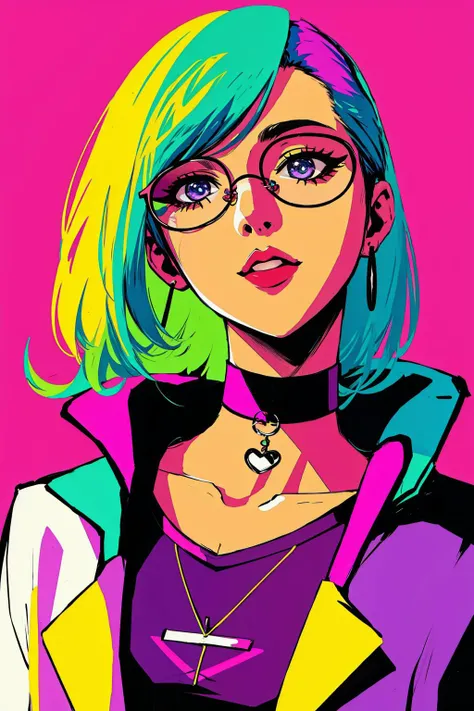glasses, choker, <lora:Aesthetic-Portrait-V2:1>, neon palette, <lora:neon_palette_offset:1>
