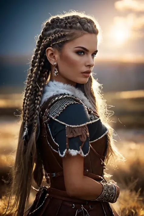 (masterpiece, best quality, hires, high resolution:1.2), extremely detailed, intricate details, highres, 1girl, VIKING, BRAIDED,  <lora:braided_viking:1>