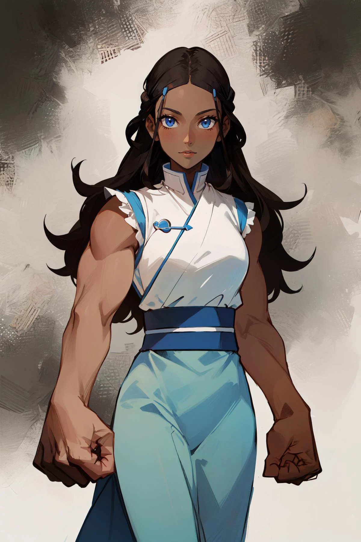 (masterpiece, best quality), intricate details,
1girl, <lora:katara-10:0.8> katara, dark skin, dark-skinned female
<lora:mdyk-000071:0.8> mdyk, oversized forearms, muscular arms, sleeveless