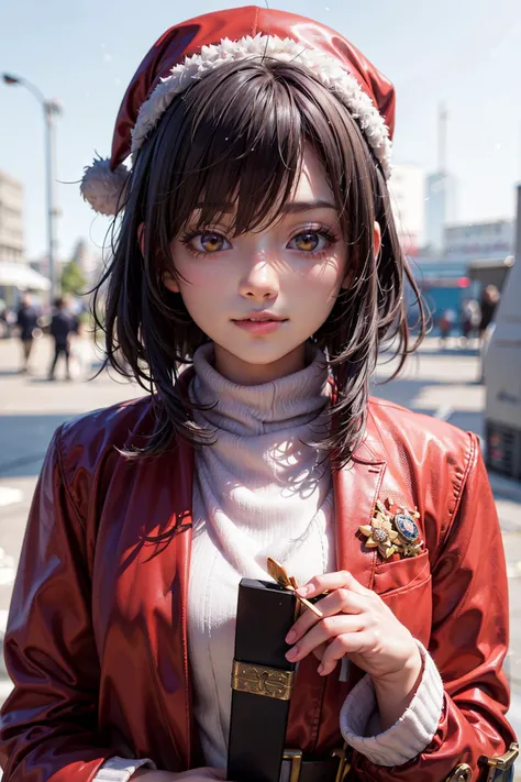 Mood Board,raw photography, (ultra-detailed: 1.21), (highly detailed cg illustration: 1.1), (expressionless: 1.1), (best quality: 1.2), high quality texture, intricate details, detailed texture, high resolution, high quality shadow, cinematic light, depth of field, light source contrast, (3d model: 1.1), game, (masterpiece: 1.1), (photorealistic: 1.1), 20 years old,she plays with animals,@vf ã¢ã³ã°ã«:ã«ã¡ã©ã¢ã³ã°ã«@, @äºº é¡:è¡¨æ@, @ã«ã¡ã©:é¡æå­@, @äºº é¡:å£@, (@bd ææ:ææ@: 1.1), (@bd èªç¶è¨èª 6:ï¼èªç¶è¨èªï¼è¢«åä½@: 1.1), @åæº:åæº@, @åæº:ææã»ãã¼ã³@, @åæº:æéå¸¯@, @vf ãã®ä»:é°å²æ°@, @bd ã¨ãã§ã¯ã:ã¨ãã§ã¯ã@,highres,teeth,fur-trimmed headwear,looking at viewer,fate \(series\),snowing,jacket,smile,fujimaru ritsuka \(female\),flprayer,snow,fate/grand order,short hair,holding,gift,1girl,crossed bangs,hat,orange hair,solo,official alternate costume,santa hat,red jacket,upper teeth only,holding gift,hair between eyes,yellow background,box,orange eyes,blush,command spell