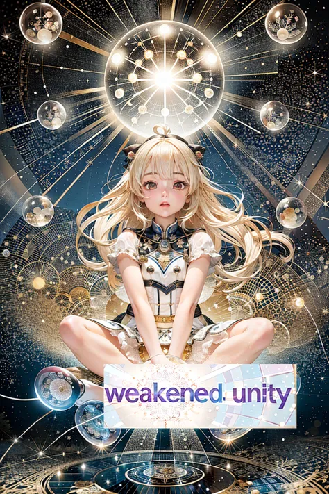 (kawaii background:1.3), (extremely detailed fine touch:1.3), (hard light, studio light, light rays, dappled light, reflection, shadows, ray tracing:1.0), ///, girl, long hair, light blonde, Princess, full body, sky, cloud, flower, glass shoes, mandala, stained glass, mosaic, snowflake, crystal, gemstone, rainbow, bubbles, (RGB effect:1.3), (reflect:1.3), light, (too many small spherical lights flying around in the air:1.4)