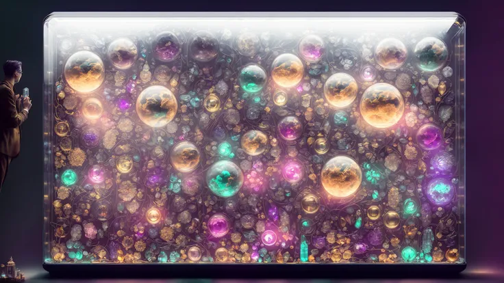 knollingcase (magical gems :1.2), knollingcase, display case, (labelled:1.2), overlays, oled display, (annotated:1.2), (annotations:1.2), technical, knolling, (diagram:1.2),technical drawing, dramatic lighting, octane, micro detail, glow, dof, reflections, refractions
