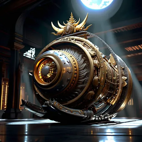((best quality)), ((masterpiece)), ((realistic,digital art)), (hyper detailed),balipunkai Large Conveyance, Lunar Steel, Metallic, Smooth Surface,, octane rendering, raytracing, volumetric lighting, Backlit,Rim Lighting, 8K, HDR, <lora:add-detail-xl:.8> <lora:CulturePunkAI_1:0.85>