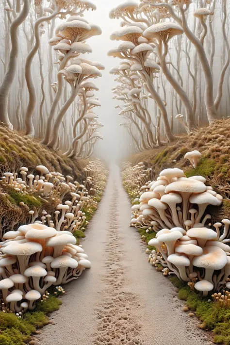 ral-mycelium,<lora:ral-mycelium:1>,<lora:One_Point_perspective:1>,
A road full of mycelium leads to the unknown distance,fog,tiny flowers,ethereal and abstract artistic conception,like reincarnation,