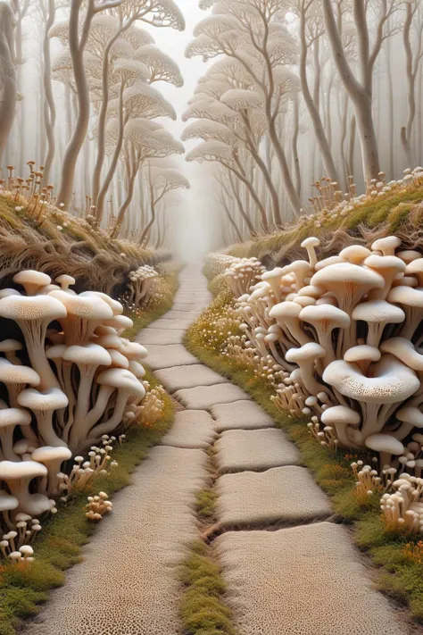 ral-mycelium,<lora:ral-mycelium:1>,<lora:One_Point_perspective:1>,
A road full of mycelium leads to the unknown distance,fog,tiny flowers,ethereal and abstract artistic conception,like reincarnation,