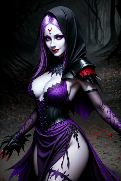 ((Masterpiece, best quality,edgQuality)),seductive smile,
edgWraith, a woman in a purple dress, pale skin, red eyes ,wearing edgWraith costume
<lora:edgWraith:1>