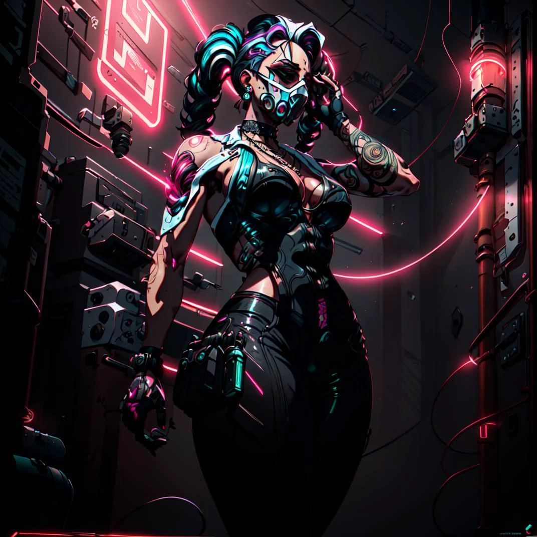 ((Satellite View)),concept art neonpunk style Cyberpunk 2077 Reimagined Image Contest!. ULTRA GOD DETAILED 8K CG. DARK FUTURE.
SFW:1.1. Woman. Luxurious. Ambitious. Powerful. Glamor. Influence. Technological. Privileged. Wealth. Elegant. Corporate. Implants. Money. Control. Fashion. Political. High society. Cyberimplants. Prestige. Chance. Secrets.
<lora:zyd232_CyberneticJawless_v1_1:0.4>Cybernetic_Jawless,Mask,mechanical parts,cybernetic.
(delightful anatomy:1.1), (gloomy illumination, insane, stunning, dramatic, completed artwork, HQ:1.1), (Apterus anatomy, Dan mumford style:1.2).
Amazing anatomy, (fantastic horror perfect art, 64k ultra hd:1.1), (art by apterus, art by dan mumford, art by lovecraft:1.2), best quality, 500px, cgsociety.
<lora:cbpkv5:0.5>cbpkv5.
<lora:RenataGlascLoL-AnythingV5:0.8>Renata Glasc.
Futuristic, technological, dystopian, decadent, violent, neon, cyberimplants, inequality, megacorporations, criminality, hackers, influence, luxurious, underground, divided society, implacable, power, punk aesthetics, urban chaos, free will.
a cunning and ruthless woman. determinated to achieve her goals.
Luminous necklaces. Shiny bracelets. Boots with LED lights. Illuminated sunglasses. Jackets with luminous stripes. Pants with illuminated details. Gloves with flashing lights. Temporary LED tattoos. Bodices with custom lighting. Skirts with flashing lights. Neon paneled dresses. Holographic makeup. Hats with integrated lights. Luminous earrings. Bags with light strips. Tights with light effects. Illuminated braids. High neck necklaces with lights. Leg warmers with LEDs. Piercings with small LEDs. Vests with neon panels. Platform shoes with lights. Illuminated hair accessories. Belts with shiny details. Swimsuits with light elements.
Asymmetrical hairstyles. Holographic braids. Neon colored locks. Pixie cuts with touches of light. Futuristic pigtails. Soft wave hairstyles with bright highlights. Hairstyles with geometric bangs. Cyber dreadlocks. Long straight hair with brightly colored highlights. Hairstyles with angular cuts and lighting effects.
<lora:Cyber_Background:0.2> . cyberpunk, vaporwave, neon, vibes, vibrant, stunningly beautiful, crisp, detailed, sleek, ultramodern, magenta highlights, dark purple shadows, high contrast, cinematic, ultra detailed, intricate, professional . digital artwork, illustrative, painterly, matte painting, highly detailed