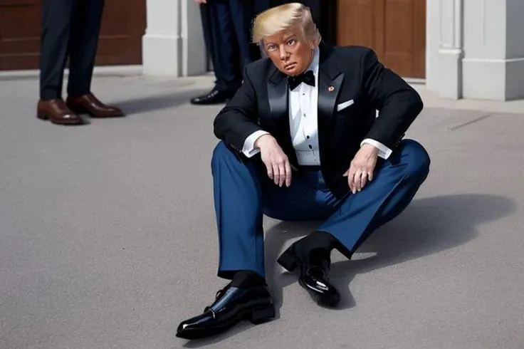 donald_trump, blue_tuxedo, blonde_wig, black_shoes, blue_pants