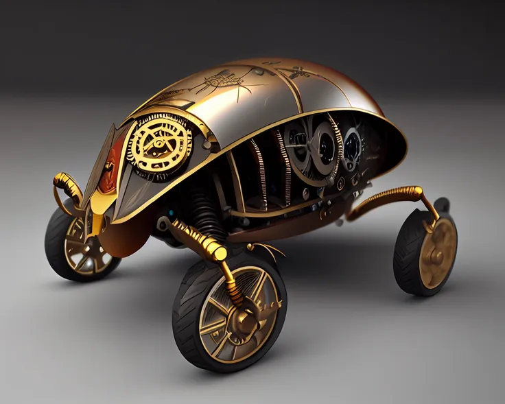 a mechanical beetle, steampunk. Intricate, photorealistic, vivid. Illuminated, ray tracing, octane rendering