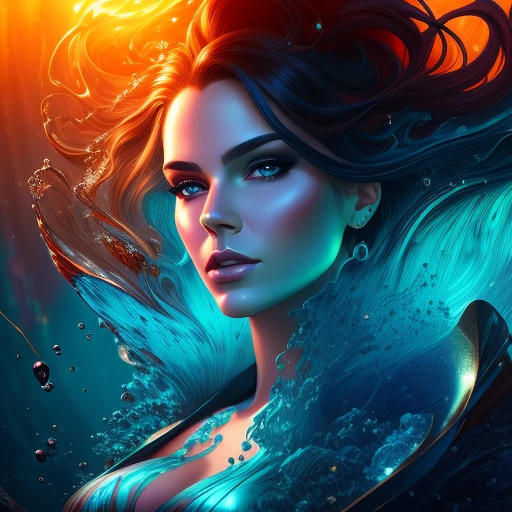 modelshoot style, (extremely detailed CG unity 8k wallpaper), Chaotic storm of intricate liquid smoke in the head, stylized beauty full - length abstract portrait, wet-skin, by petros afshar, ross tran, tom whalen, peter mohrbacher, artgerm, shattered glass, ((bubbly underwater scenery)) radiant light octane render