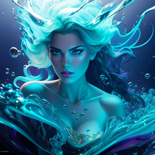 modelshoot style, (extremely detailed CG unity 8k wallpaper), Chaotic storm of intricate liquid smoke in the head, stylized beauty full - length abstract portrait, wet-skin, by petros afshar, ross tran, tom whalen, peter mohrbacher, artgerm, shattered glass, ((bubbly underwater scenery)) radiant light octane render highly detailed