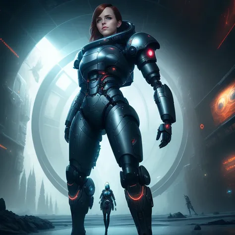 award-winning full body photograph, (pregnant Emma Watson:1.1), (cybernetics by emb-rrf2:1.1), (highly detailed:1.2), (best quality:1.2), (8k:1.2), sharp focus, (subsurface scattering:1.1), profile (cyborg:1.2), neon glow, (standing in a futuristic spaceport:1.3), (very detailed background:1.2), (sci-fi horror:1.2), dramatic lighting, by Jeremy Lipking, wlop