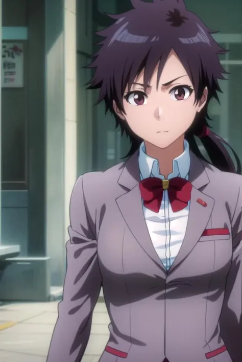 tatsuki, <lora:tatsuki-lora-nochekaiser:1>,
tatsuki, short hair, black hair, long hair, (brown eyes:1.5),
BREAK skirt, bow, school uniform, jacket, blazer, red bow, long sleeves, grey blazer, grey skirt,
BREAK looking at viewer, upper body, full body, cowboy shot,
BREAK indoors,
BREAK <lyco:GoodHands-beta2:1>, (masterpiece:1.2), best quality, high resolution, unity 8k wallpaper, (illustration:0.8), (beautiful detailed eyes:1.6), extremely detailed face, perfect lighting, extremely detailed CG, (perfect hands, perfect anatomy),