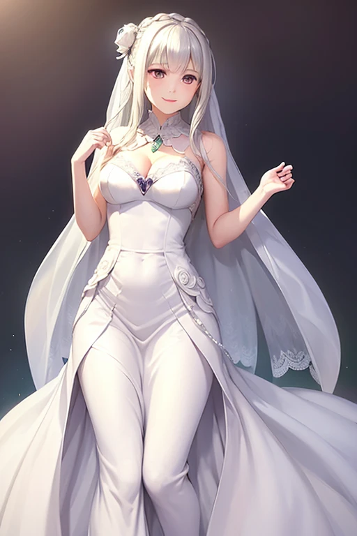 (transparent_wedding dress:1.2),<lora:aimiliya-10:0.8>,aimiliya,cleavage, medium breasts,light smile,best quality