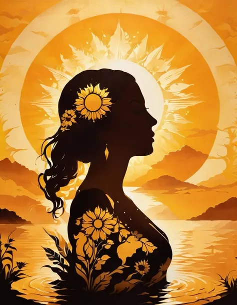 a woman soaking the sun <lora:SDXLStencilStyleFAE:0.8> stencil style, high quality