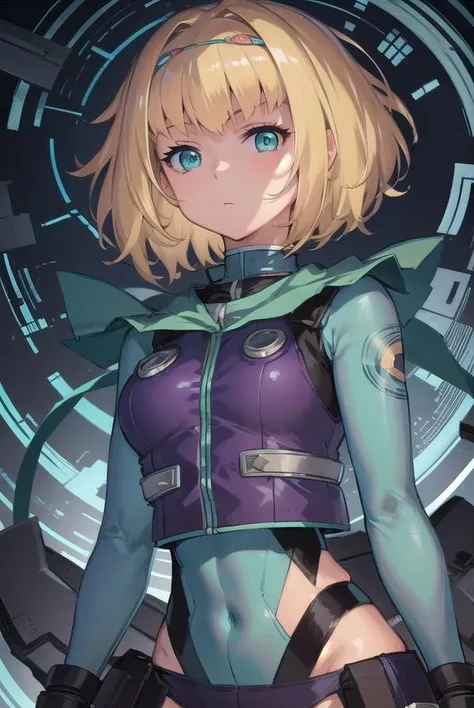 milindabrantini, <lora:melindatest:1>,
milinda brantini, short hair, blonde hair, (green eyes:1.5), hairband,
BREAK gloves, vest, bodysuit, covered navel, skin tight,
BREAK looking at viewer,
BREAK outdoors, city,,
BREAK <lora:GoodHands-vanilla:1>, (masterpiece:1.2), best quality, high resolution, unity 8k wallpaper, (illustration:0.8), (beautiful detailed eyes:1.6), extremely detailed face, perfect lighting, extremely detailed CG, (perfect hands, perfect anatomy),