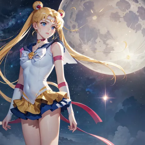 (((masterpiece))), (((best quality))), ((ultra-detailed)), (highly detailed CG illustration), ((an extremely delicate and beautiful)),cinematic light, sailor moon, eternal sailor moon, sky, nebula,  <lora:eternal_sailor_moon-v10:0.5>, moon palace, (palace)