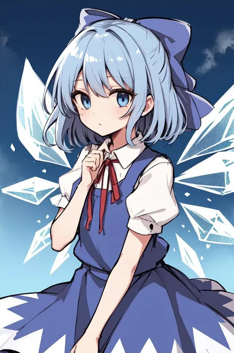 (masterpiece),best quality,1girl,solo,cowboy_shot,medium_shot,thighs,looking at viewer,Look directly,<lora:cirno-01:0.5>,cirno 4rt,