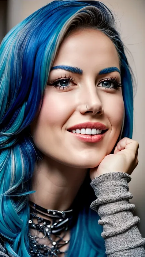 (AlissaWhiteGluzQuiron woman), 1girl, (blue hair:1.2), 
RAW photo, shot of smiling white beauty, holding beer, pub,standing behind the table, looking at viewer, long gray crop top, black panylts, european, (extremely detailed CG unity 8k wallpaper),slim body, face incredibly detailed, lips, realistic,skin tight,  masterpiece,best quality, Intricate, High Detail, dramatic, (from_below:1.4)
<lyco:quiron_AlissaWhiteGluz_Lycoris_v5:1.0>