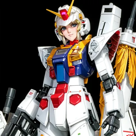 solo (1girl:gundam), rx78, gunpla, mecha, robot, <lyco:gunplaV02:1> mechanical parts, mecha musume, short hair, straight hair, <lora:ShoujoMixLora:1> <lyco:Harayutaka-LyCoris-V2:0.7>, seductive smile, <lora:cyborg_last:0.3>