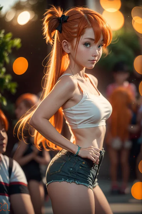 30 years old slender Misty, orange pigtail hair, ginger, ttcolor, bokeh effect,  <lora:Retro Misty - [Pokemon] - Version 1:0.6>. <lora:BokehMecha:0.35> <lora:beauty_eyes:0.2> <lora:perfecteyes-000007:0.35>  <lora:ttcolor_v2:0.25> <lora:ilse2.2:0.6>