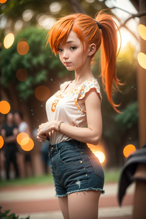 30 years old slender Misty, orange pigtail hair, ginger, ttcolor, bokeh effect,  <lora:Retro Misty - [Pokemon] - Version 1:0.6>. <lora:BokehMecha:0.35> <lora:beauty_eyes:0.2> <lora:perfecteyes-000007:0.35>  <lora:ttcolor_v2:0.25> <lora:ilse2.2:0.6>