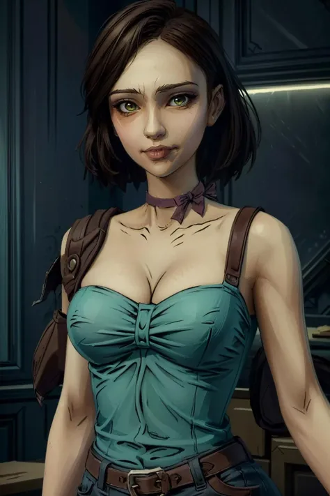 (masterpiece: 1.2, Highest quality), (snap shot), Flat Illustration, Creepy Appearance, Unique atmosphere、coveralls overalls beautiful girl、whole body,