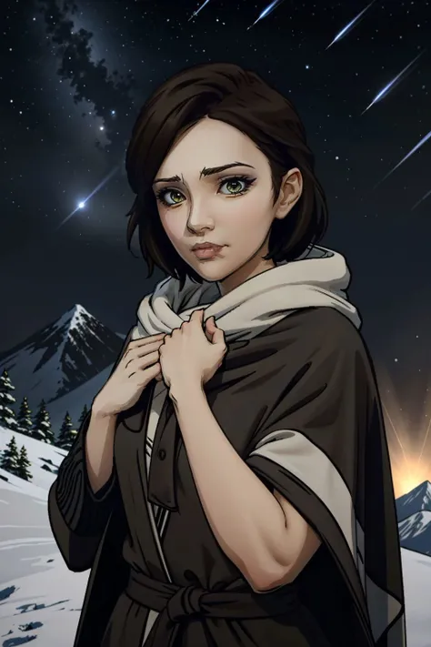 ((ultra detailed, masterpiece, best quality))
<lora:WolfFaith:0.9>
WolfFaith, 1girl, solo, brown hair, atop a mountain peak, gazing at a mesmerizing meteor shower, wrapped in a cozy blanket