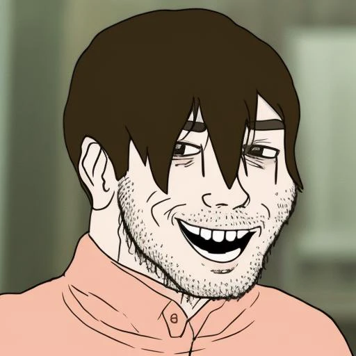 <lora:Doomers:0.8> a happy with boy hairs