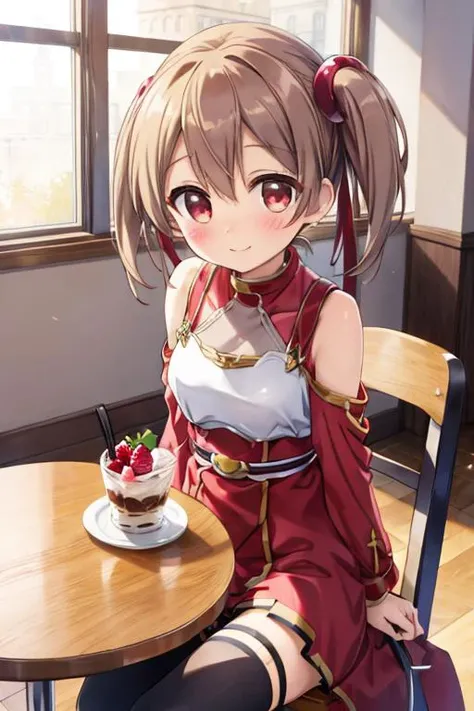 masterpiece, best quality, <lora:silica:0.7>,silica,cafe,sitting on chair,table,fruit parfait on table,blush,looking at parfait,happy ,dynamic angle,<lora:GoodHands-vanilla:0.8> <lora:anmnr01:0.3> <lora:add_detail:0.5>