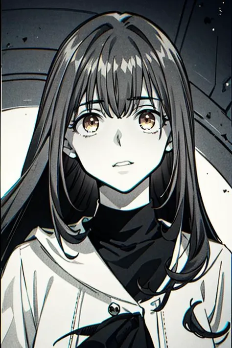 masterpiece, high quality, <lora:SonMoAh:0.8>, 1girl,solo, SonMoAh, partially colored, brown eyes,