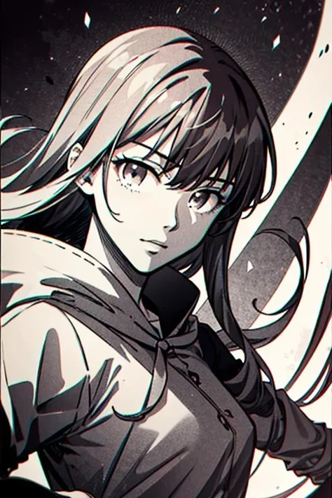 masterpiece, high quality, <lora:SonMoAh:0.8>, 1girl,solo, SonMoAh, monochrome, partially colored,