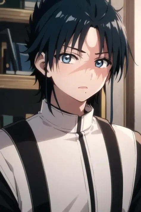 masterpiece, best quality, high quality, 1boy, solo, male focus, looking at viewer, upper body, <lora:hakuryuu_ren:0.72>, hakuryuu_ren, black hair, blue eyes, gakuran