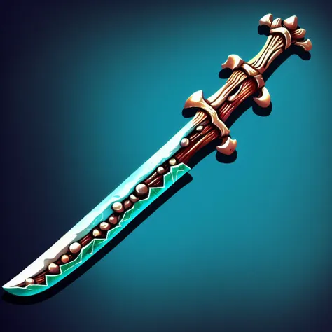 <lora:BoneyardAI-000011:0.6>,[rpgicondiff:4] a picture of turquoise Enchanted BoneyardAI sword