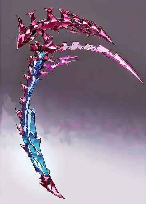 Game Icon Institute,game icon,neon-pink sickle adorned with gemstones,wide perspective,reasonable structure,HD,game icon,perfect work (masterpiece, top quality, best quality, official art, beautiful and aesthetic:1.2),(8K, best quality, masterpiece:1.2),<lora:GameIconResearch_Scythe_Lora:1>,(<lora:BoneyardAI-000011:0.9>),(BoneyardAI),