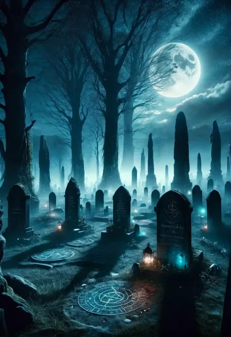 ais-rcn, a moonlit graveyard where the veil between worlds is thin, tombstones casting long shadows on the ground, as an ancient energy stirs beneath, awakening spirits long at rest <lora:ais-rcn-sdxl:1>, cinematic