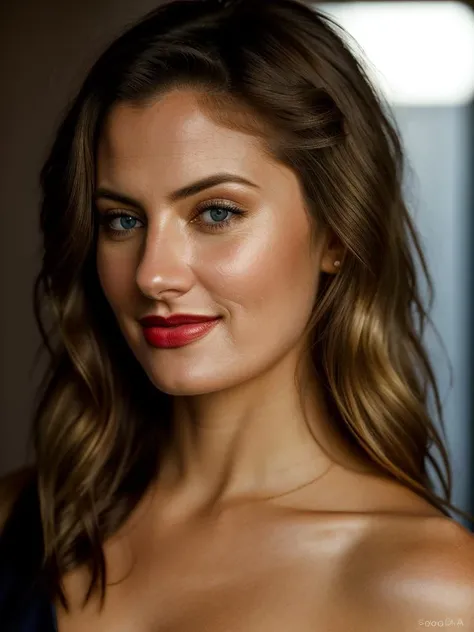 Realistic photo of a beautiful m4dch3n4 woman, 1girl, solo, looking at viewer, smile, blue eyes, blonde hair, lips, makeup, lipstick, portrait, realistic, soft lighting, professional Photography, Photorealistic, detailed, RAW, analog, sharp focus, 8k, HD, high quality, masterpiece<lora:m4dch3n4:1.0>