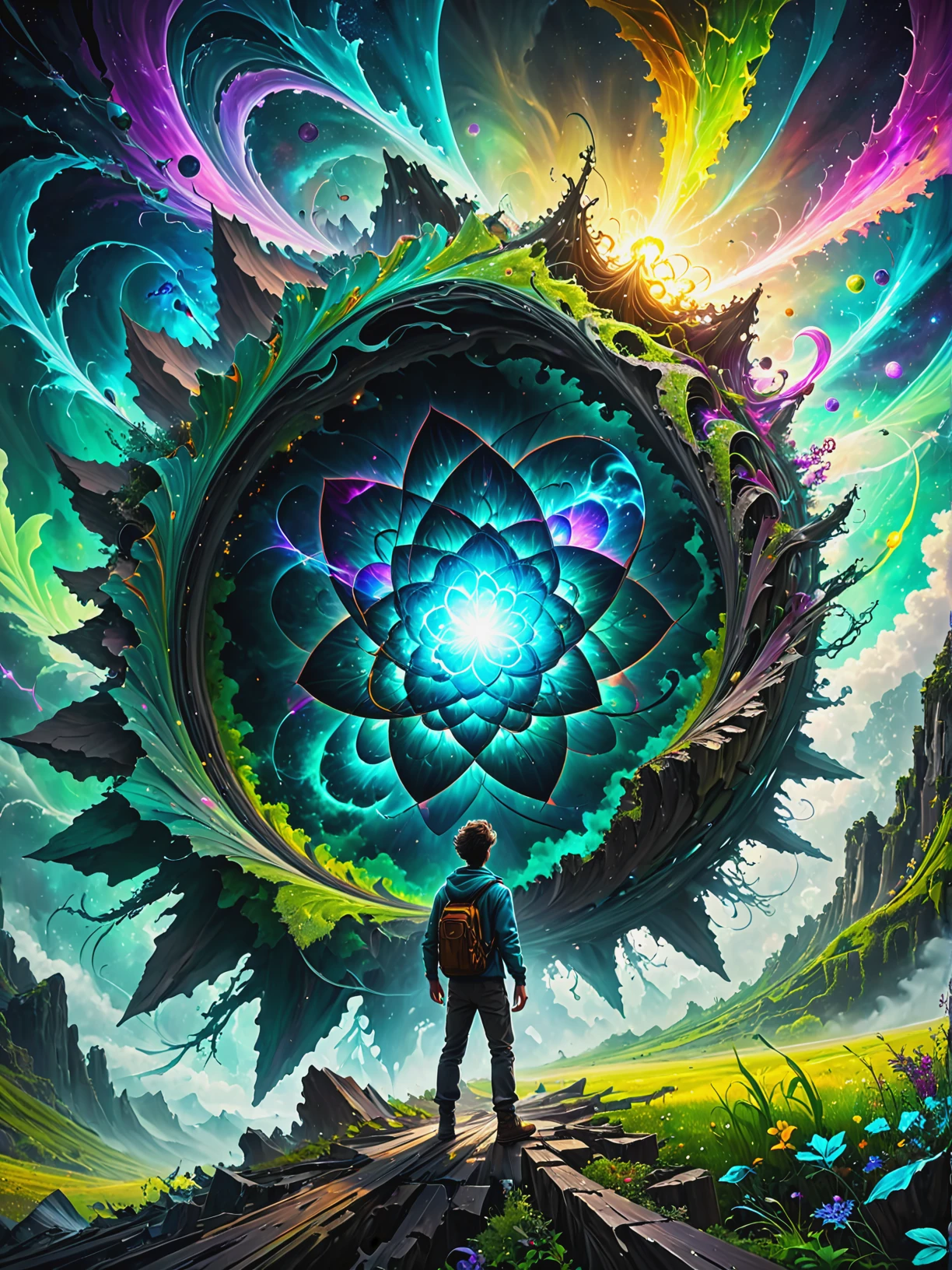 Quantum physicist exploring parallel dimensions in Dimensional rift unleashing chaotic energies, ultra-fine digital painting, <lora:xl_more_art-full_v1:0.3>, <lora:Dreamyvibes artstyle SDXL - Trigger with dreamyvibes artstyle:0.7> Dreamyvibes Artstyle, <lora:fracolor:0.7> fracolor