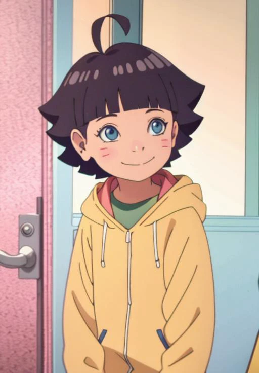 <lora:NarutoShippuden:0.8>, Himawari, solo, smile, closed mouth,