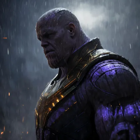 <lora:t1hal:1> thanos side view wearing armor in the style of t1hal