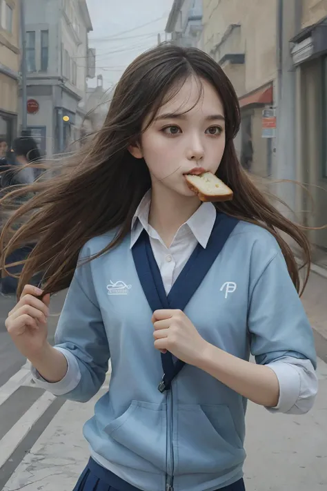 (running with a toast in mouth),best quality,masterpiece,ray tracing, ,running,1girl, solo, outdoors, (upper body:1.4), city,street,shop,school uniform,
<lora:running:0.6>