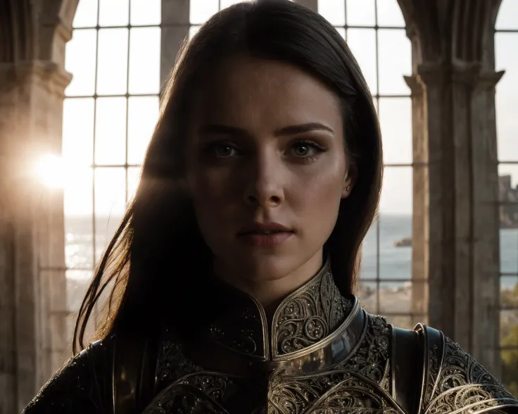 from Star Trek <lora:star_trek_offset:1>, (masterpiece), (extremely intricate:1.3), (realistic), portrait of a girl, the most beautiful in the world, (medieval armor), metal reflections, upper body, outdoors, intense sunlight, far away castle, professional photograph of a stunning woman detailed, sharp focus, dramatic, award winning, cinematic lighting, octane render, unreal engine, volumetrics dtx