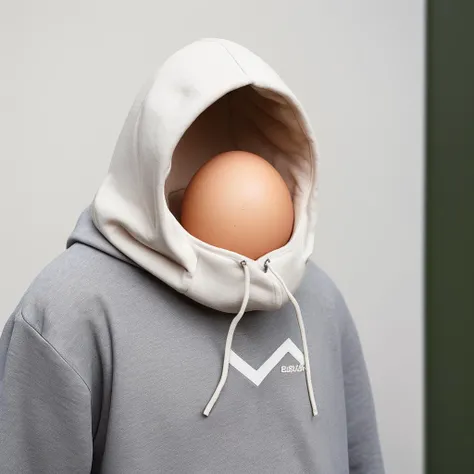 (photo of an [chicken] egg:1.2)  hooded in hoody