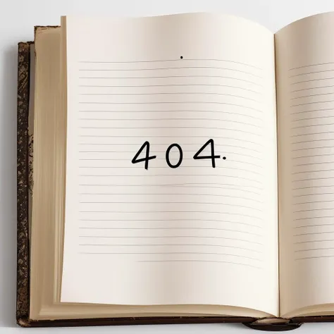 number (404),a photo of an opened book,ancient script blank pages,empty white, written large word sign number (404)