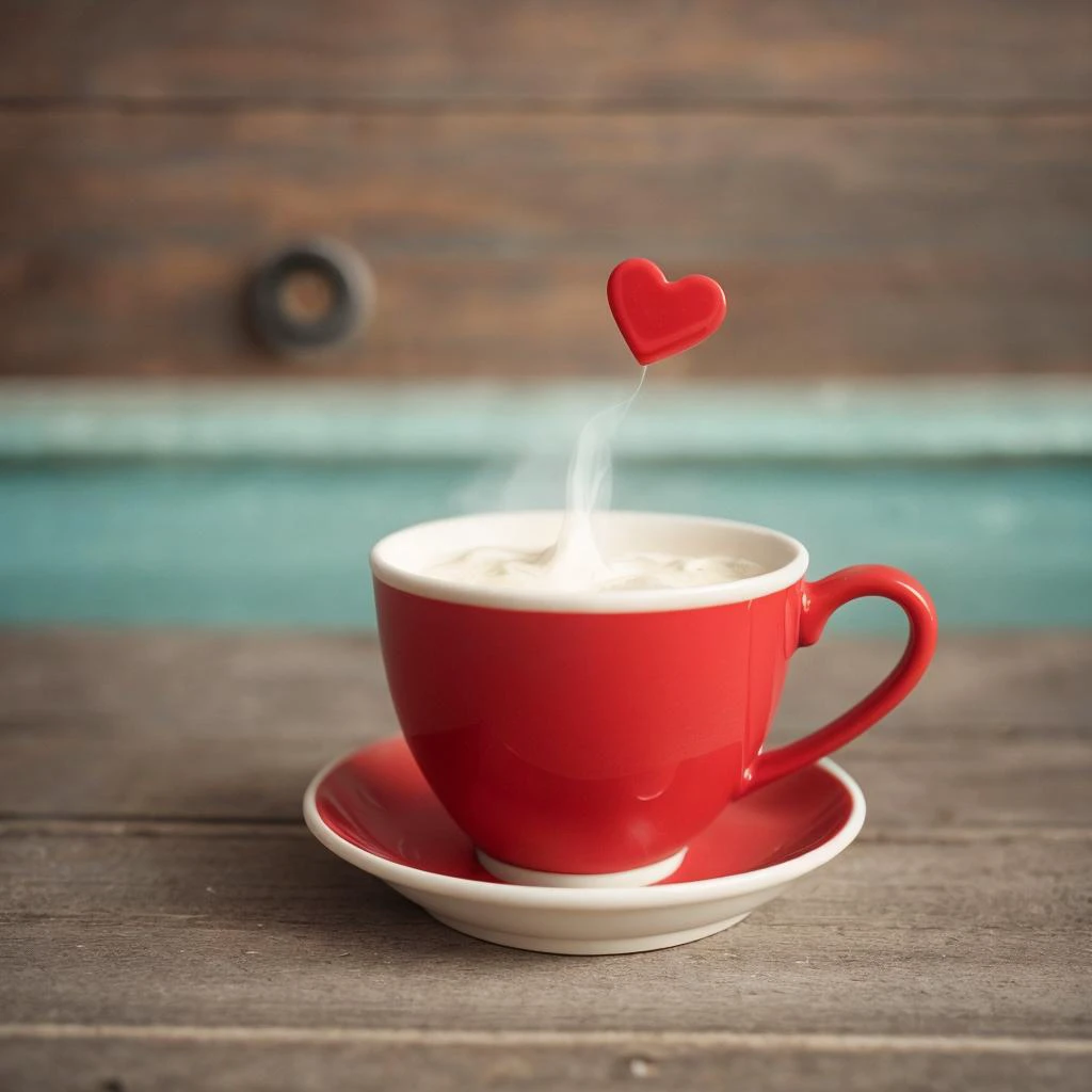 analog film photo steam and hearts shaped poured from a cup, in the style of vray, felicia simion, red, 32k uhd, eye-catching, lowell herrero, lively and energetic . faded film, desaturated, 35mm photo, grainy, vignette, vintage, Kodachrome, Lomography, stained, highly detailed, found footage