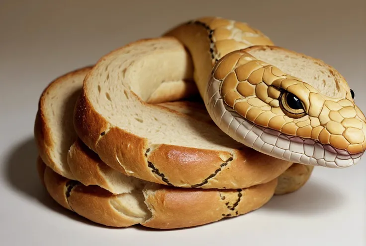 a snake made of bread, bread