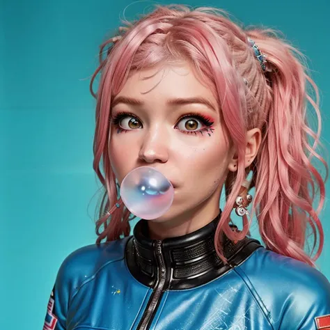 by Jean Michel Basquiat,a cyborg girl, <lora:DI_belle_delphine_v1:1> BREAK a cyborg girl wearing Adidas sportsuit, sporty and rich, 80s, vintage photography  <lora:Bubble Gum_v2.0:0.79>